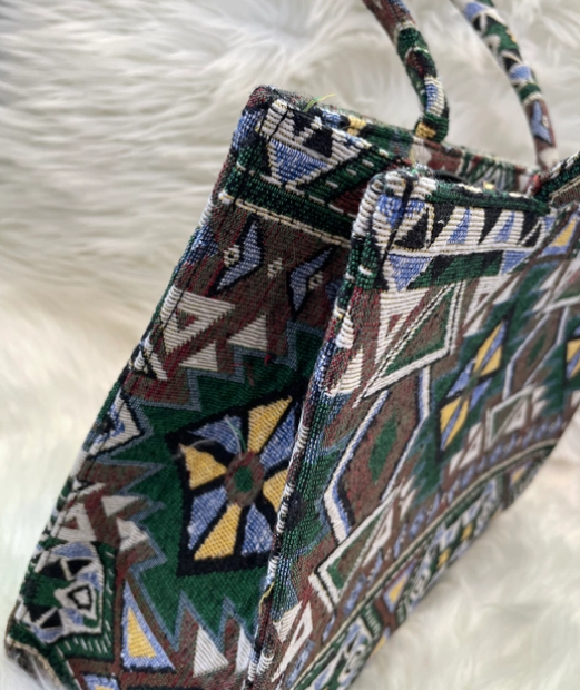 brown symetrical tote bag